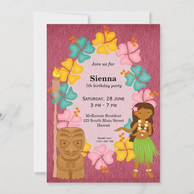 Hawaii birthday girl invitation (Front)