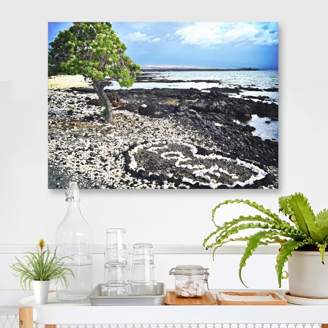 Hawaii Black Sand Beach & Coral “Love” Heart Photo Canvas Print (Creator Uploaded)