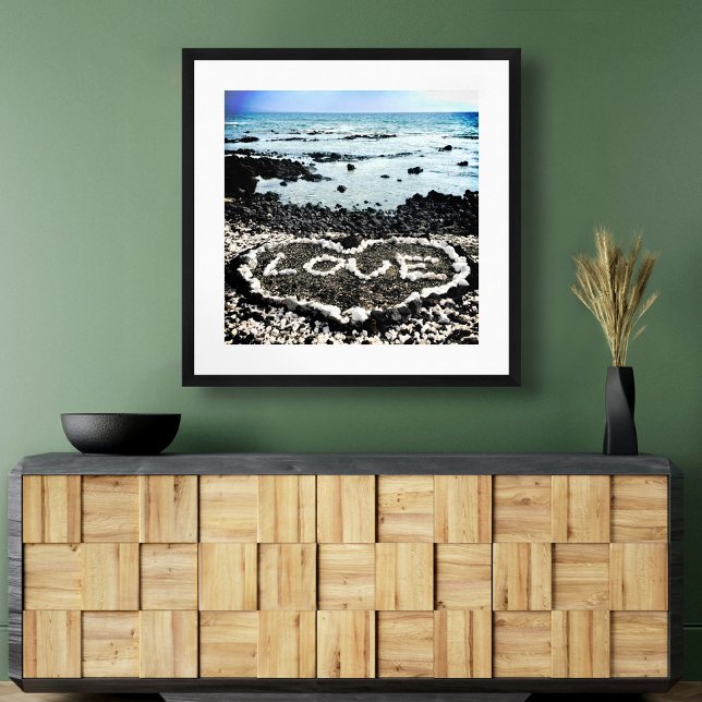 Hawaii Black Sand Beach Coral Love Heart Photo Poster (Creator Uploaded)