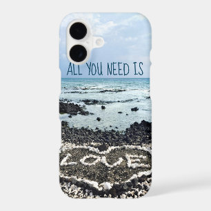 Hawaii Black Sand Beach Love Coral Heart Quote