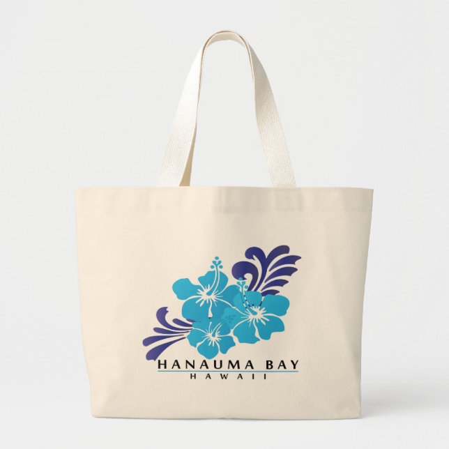 Hawaii Blue Hibiscus Flower Large Tote Bag (Front)