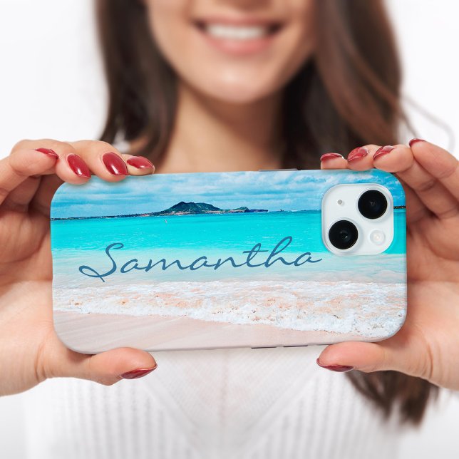 Hawaii blue ocean sandy beach photo monogram name Case-Mate iPhone case (Creator Uploaded)