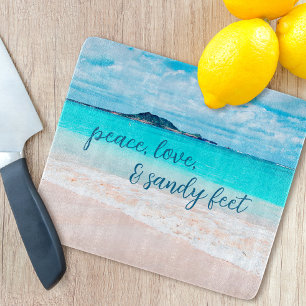 Hawaii Blue Ocean Tropical Beach Photo, Sandy Feet Cutting Board