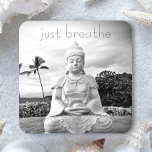 Hawaii Buddha Black and White Photo Just Breathe  Coaster<br><div class="desc">“Just breathe.” Every time I visit the Big Island, I need to go to this Buddha. Something about the splendour of the ocean, the peaceful face, and the solitude of its placement makes me feel calm, serene, and happy. Take a moment to unwind whenever you relax with your favourite beverage...</div>