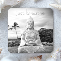 Hawaii Buddha Black and White Photo Just Breathe