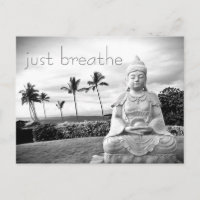 Hawaii Buddha Black and White Photo Just Breathe