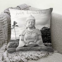 Hawaii Buddha Black White Photo Just Breathe Quote