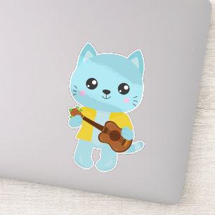 Hawaii Cat, Cute Cat, Blue Cat, Guitar, Luau