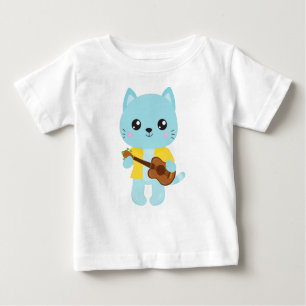 Hawaii Cat, Cute Cat, Blue Cat, Guitar, Luau Baby T-Shirt
