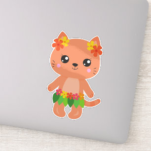 Hawaii Cat, Cute Cat, Orange Cat, Flowers, Luau