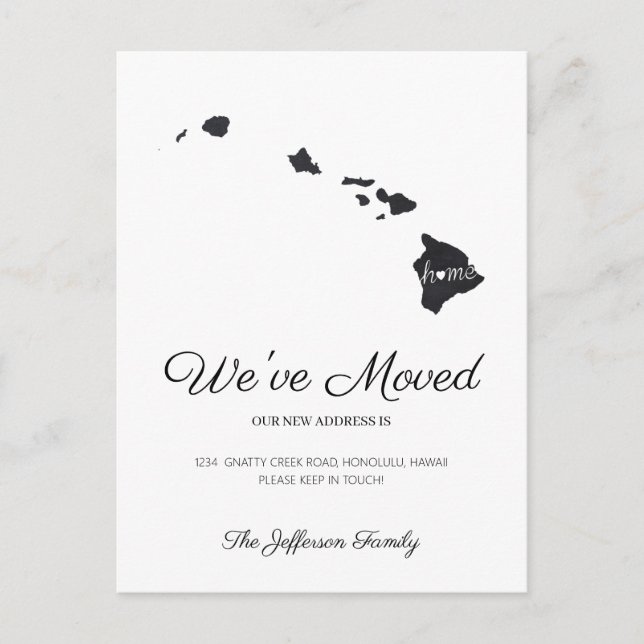 Hawaii Chalkboard State Map Moving Postcard (Front)