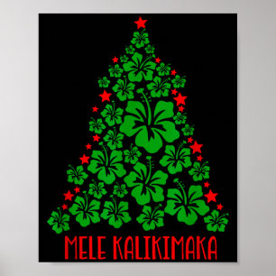 Hawaii Christmas Mele Kalikimaka Floral Christmas Poster