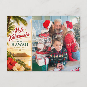Hawaii Christmas Personalised Family Photo Holiday Postcard