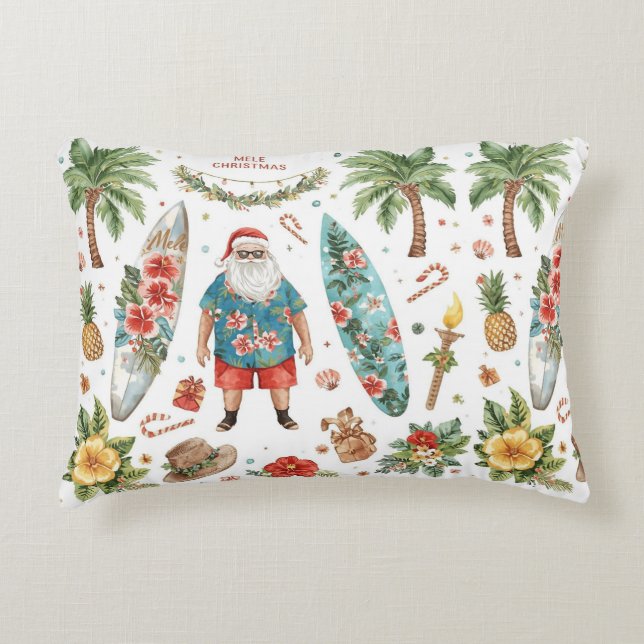 Hawaii Christmas themed with Santa Claus Decorative Cushion (Front)