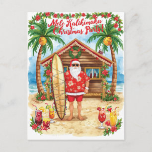Hawaii Christmas with Santa Claus  Holiday Postcard