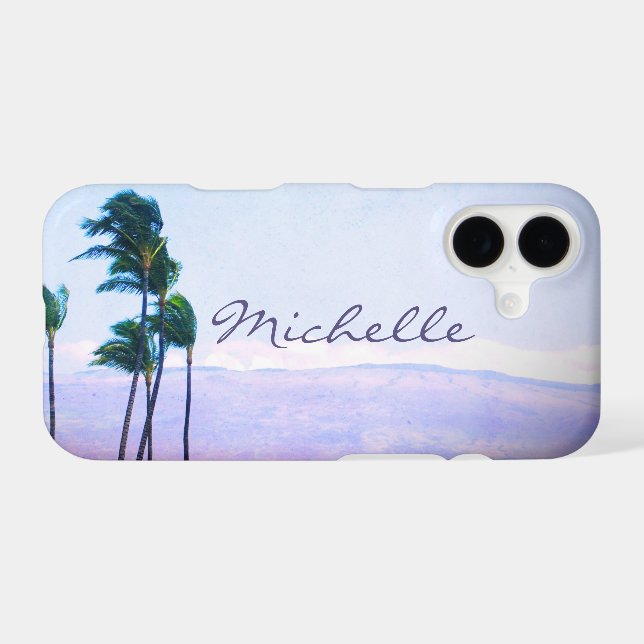 Hawaii Coastal Palm Trees Mountain Custom Name (Back (Horizontal))