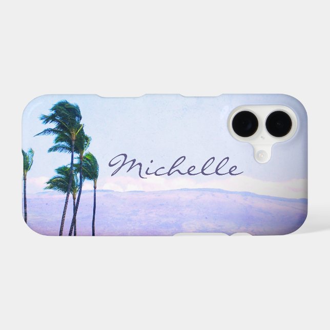 Hawaii Coastal Palm Trees Purple Mountain Name (Back (Horizontal))