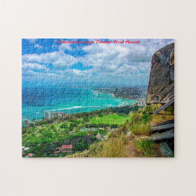 Hawaii Diamond Head. Christmas Greetings Jigsaw Puzzle (Horizontal)