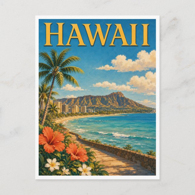 Hawaii Diamond Head GeoSaga Postcard (Front)
