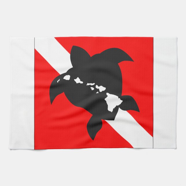 Hawaii Dive Flag Tea Towel (Horizontal)