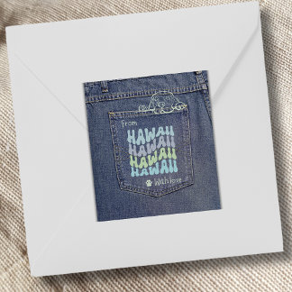 Hawaii Dog in Jean Pocket Classic Square Sticker