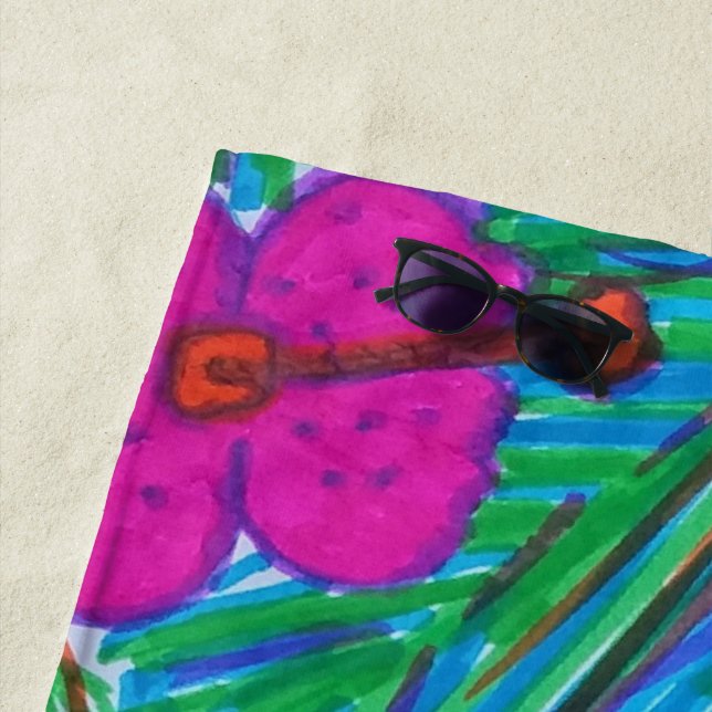 Hawaii Dreams Hibiscus Print Beach Towel (In Situ)