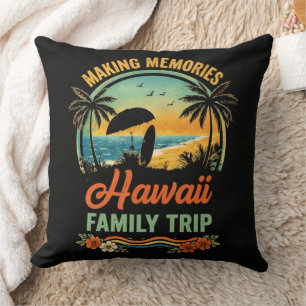 Hawaii Family Trip Beach Sunset Paragliding Scene Cushion