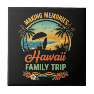 Hawaii Family Trip Beach Sunset Paragliding Scene Tile