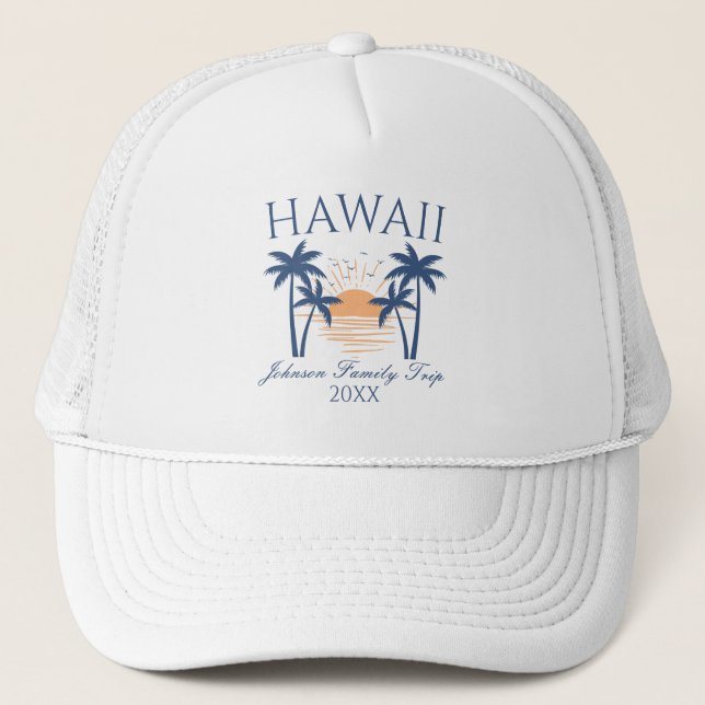 Hawaii Family Vacation Trip Trucker Hat (Front)