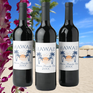 Hawaii Family Vacation Trip Wine Label