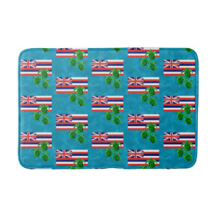 Hawaii Flag and Green Sea Turtles Bath Mat