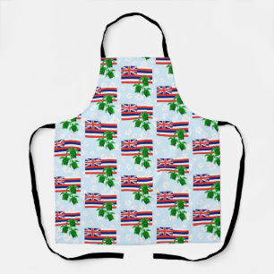 Hawaii Flag and Green Sea Turtles Floral Apron