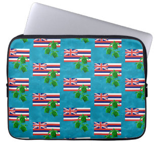 Hawaii Flag and Green Sea Turtles Laptop Sleeve