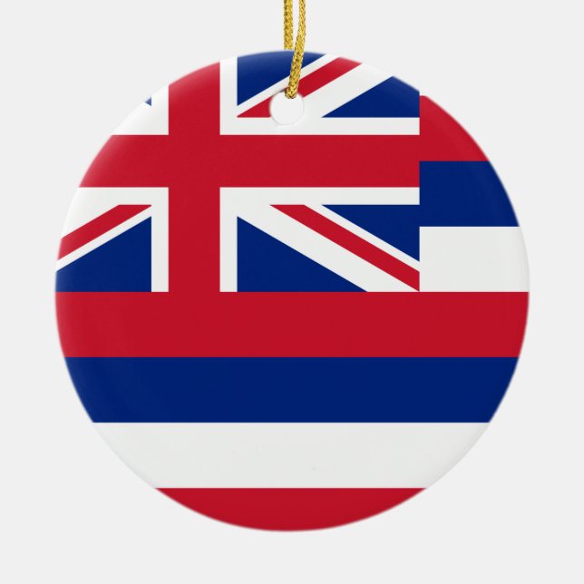 Hawaii Flag Ceramic Tree Decoration (Front)