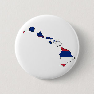 Hawaii Flag Map 6 Cm Round Badge