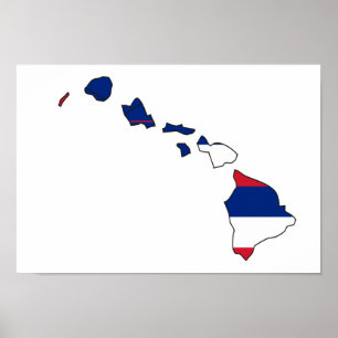 Hawaii Flag Map Poster