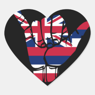 Hawaii Flag Shaka Sign Heart Sticker