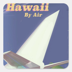 Hawaii Flight vintage vacation print Square Sticker