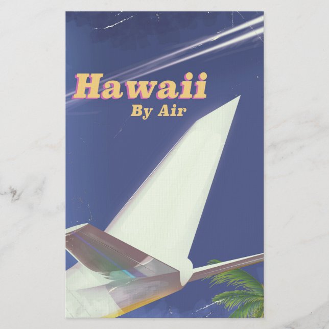 Hawaii Flight vintage vacation print Stationery (Front)