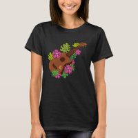 Hawaii Floral Ukulele  Player Music  Graphic