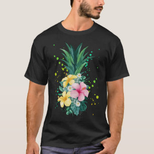 Hawaii Flower Pineapple Art Vacation T-Shirt