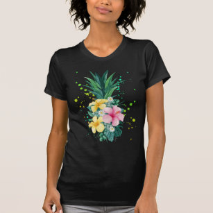 Hawaii Flower Pineapple Art Vacation T-Shirt