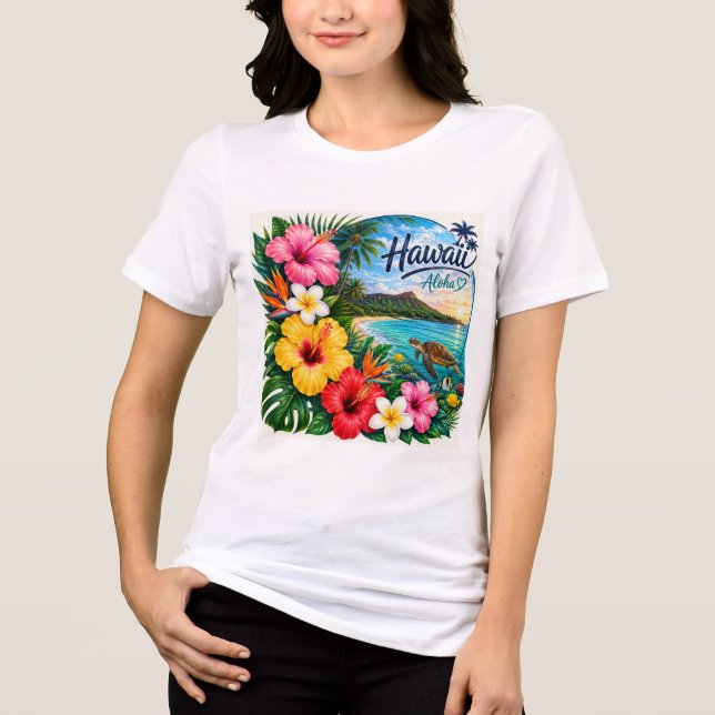 Hawaii Flowers Tri-Blend Shirt (Front)