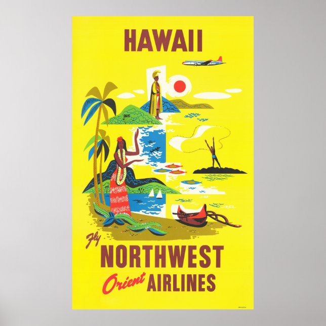 Hawaii - Fly Northwest Orient Airlines Poster (Front)