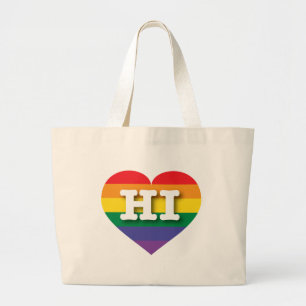 Hawaii Gay Pride Rainbow Heart - Big Love Large Tote Bag