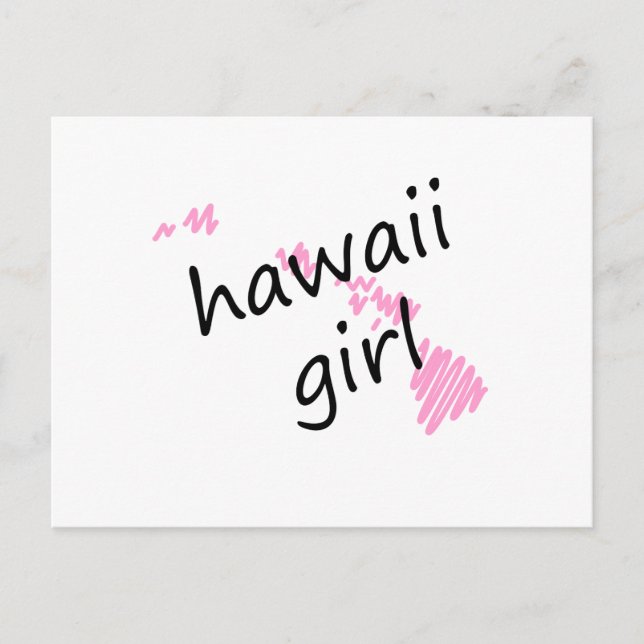 Hawaii Girl with Scribbled Hawaii Map Postcard (Front)