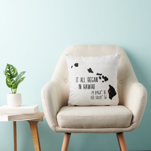 Hawaii GPS Coordinates with Heart Cushion (Chair)
