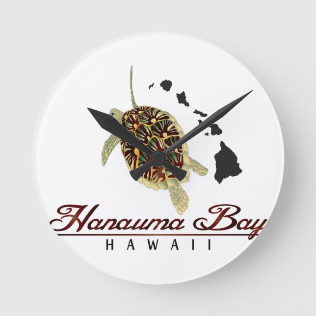Hawaii Green Sea Turtle Round Clock (Front)