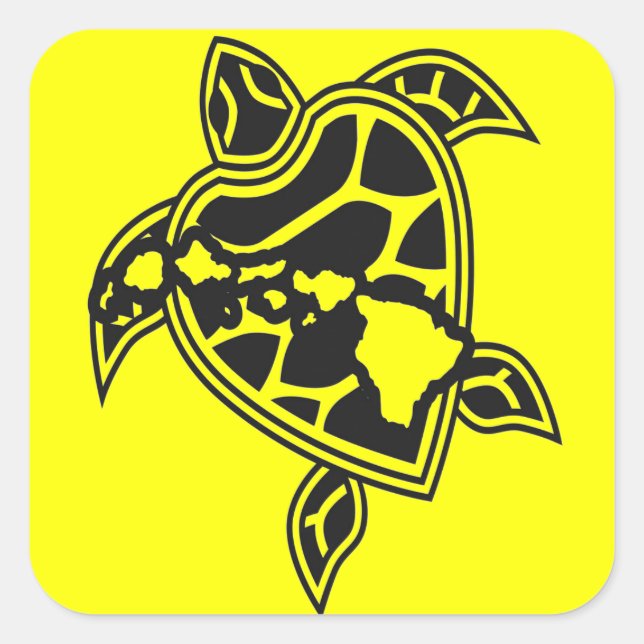 Hawaii Green Sea Turtle Square Sticker (Front)