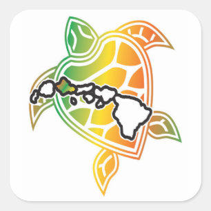 Hawaii Green Sea Turtle Square Sticker